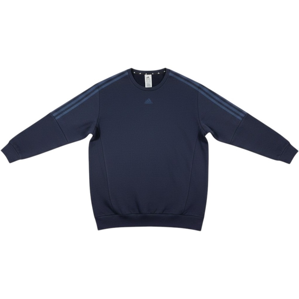 Adidas Mens XL Navy Blue Crewneck Sweatshirt 3 Stripe Athletic Fleece Pullover